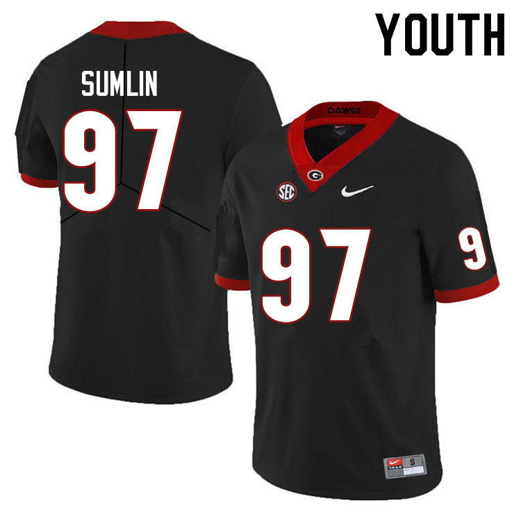 Georgia Bulldogs Youth Matthew Sumlin #97 Black Anniversary Stitched College UGA Football Jersey 23SP017GC